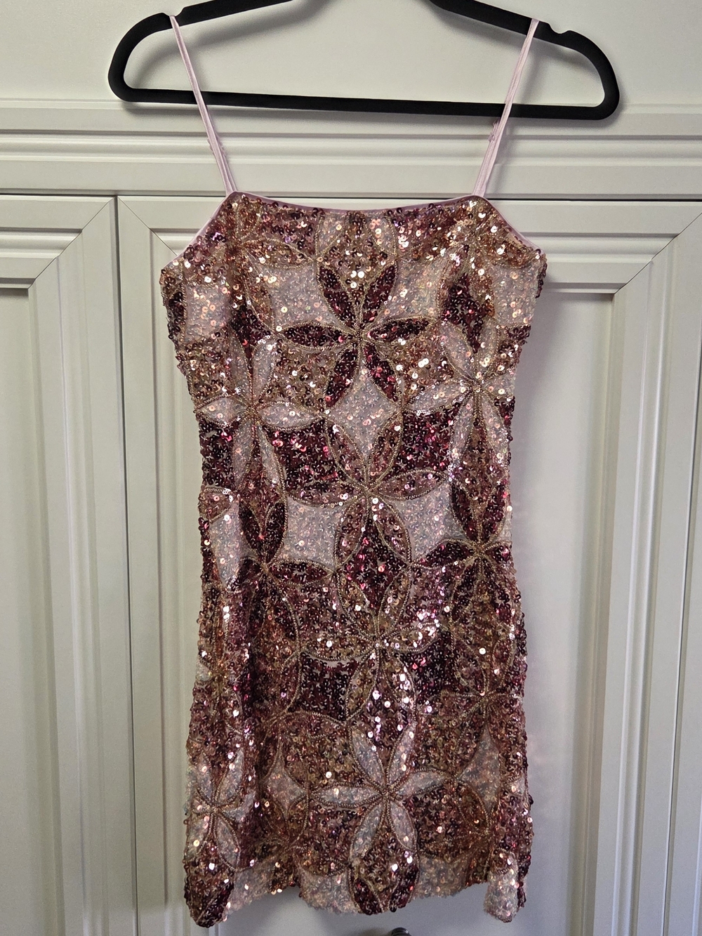 12th Tribe Rose Gold Sequin Floral Slip Dress